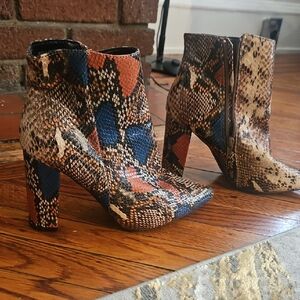 BAMBOO Multicolor Snakeskin Heeled Boots